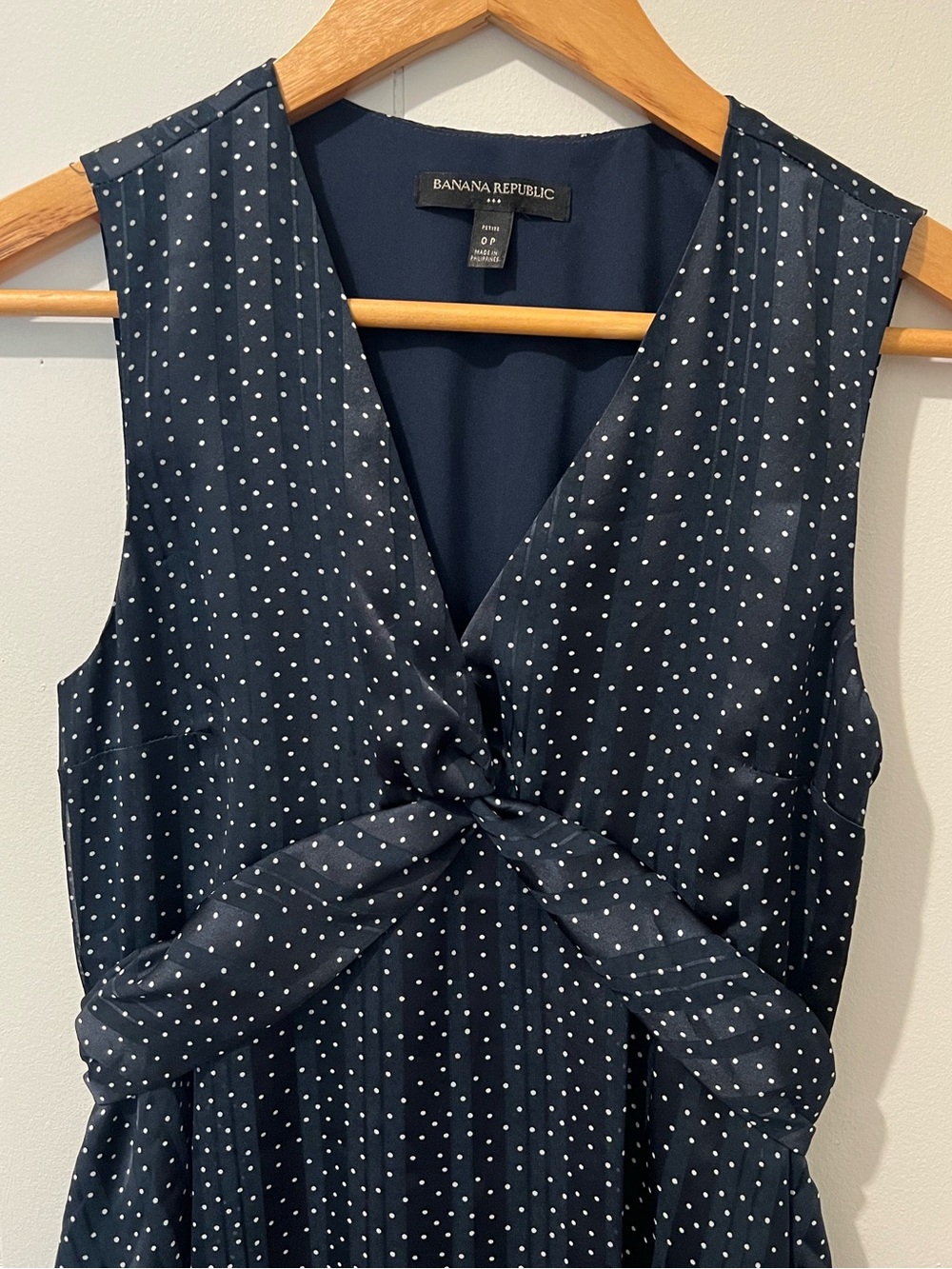 Banana Republic Navy Polka Dot Dress Size 0P Petite Sleeveless Dress - Picture 3 of 10